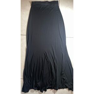 Black Stretchy Flare Maxi Skirt